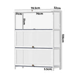 Oikiture Display Cabinet 3 Tiers Clear Door White