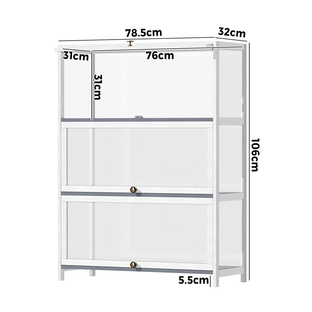 Oikiture Display Cabinet 3 Tiers Clear Door White