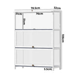 Oikiture Display Cabinet 3 Tiers Clear Door White - Side View