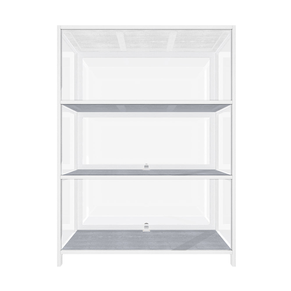 Oikiture Display Cabinet 3 Tiers Clear Door White