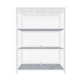 Oikiture Display Cabinet 3 Tiers Clear Door White - Front View