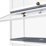 Oikiture Display Cabinet 3 Tiers Clear Door White