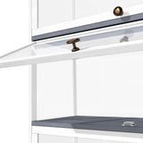 Oikiture Display Cabinet 3 Tiers Clear Door White - Close-Up Angle