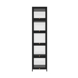 Oikiture Display Cabinet Slim 5-Tier Clear Black - Close-Up Angle