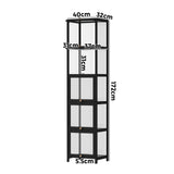 Oikiture Display Cabinet Slim 5-Tier Clear Black - Side View