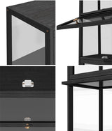 Oikiture Display Cabinet Slim 5-Tier Clear Black - 45-Degree Angle