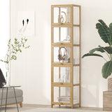 Oikiture Display Cabinet Slim 5-Tier Shelves Clear Oak - Rear View