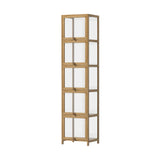 Oikiture Display Cabinet Slim 5-Tier Shelves Clear Oak