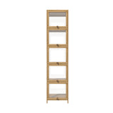 Oikiture Display Cabinet Slim 5-Tier Shelves Clear Oak - Close-Up Angle