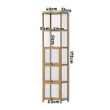 Oikiture Display Cabinet Slim 5-Tier Shelves Clear Oak