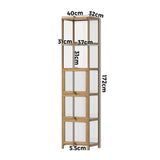 Oikiture Display Cabinet Slim 5-Tier Shelves Clear Oak - Low Angle