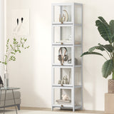 Oikiture Display Cabinet Slim 5-Tier Shelves Clear White - Extra Image