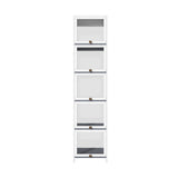 Oikiture Display Cabinet Slim 5-Tier Shelves Clear White