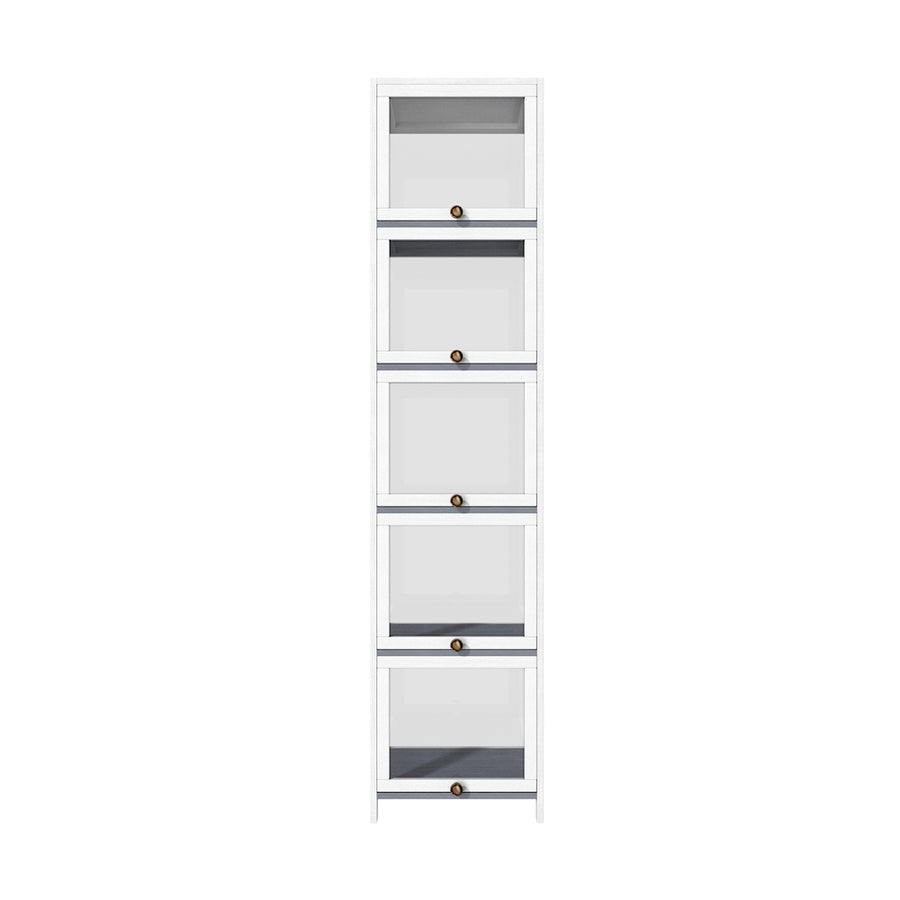 Oikiture Display Cabinet Slim 5-Tier Shelves Clear White, image 9