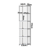 Oikiture Display Cabinet Slim 5-Tier Shelves Clear White - Side View