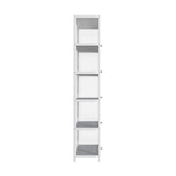 Oikiture Display Cabinet Slim 5-Tier Shelves Clear White - Rear View