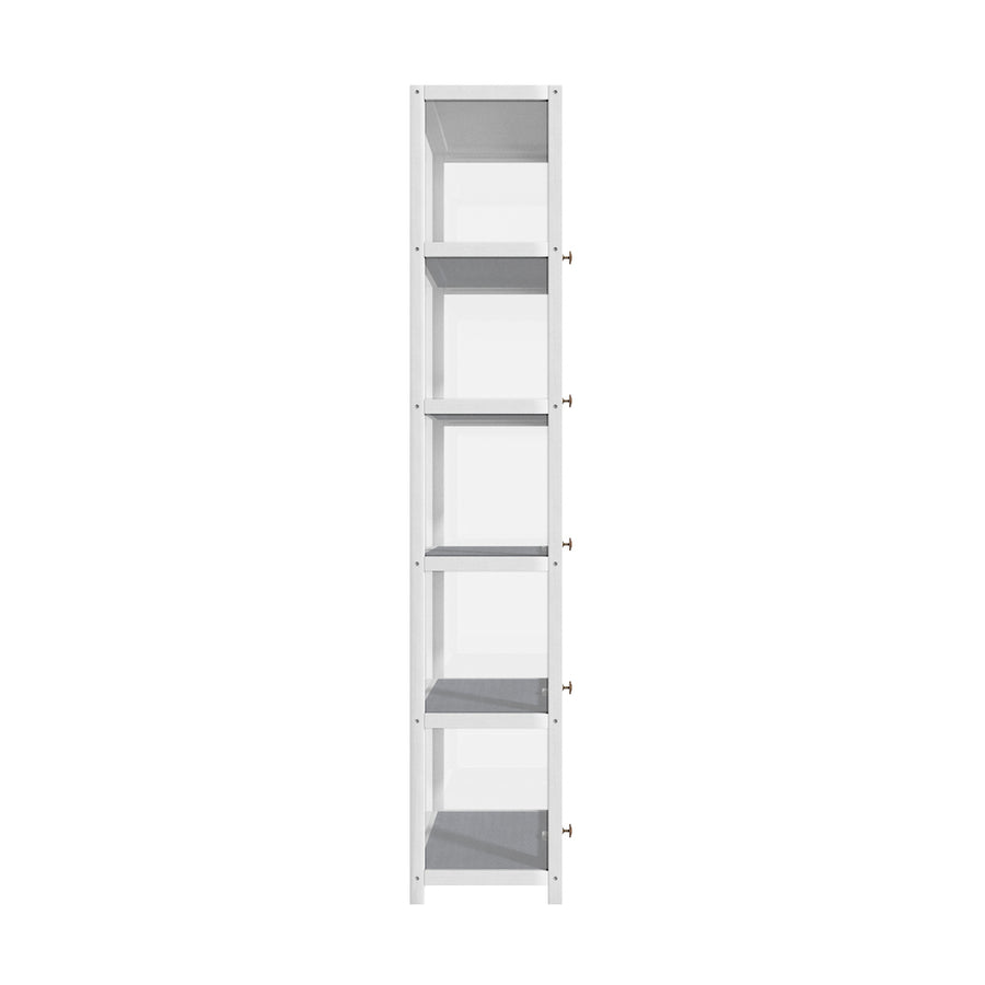Oikiture Display Cabinet Slim 5-Tier Shelves Clear White, image 6