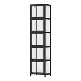 Oikiture Display Cabinet 5-Tier Slim Storage Shelves Black