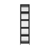 Oikiture Display Cabinet 5-Tier Slim Storage Shelves Black