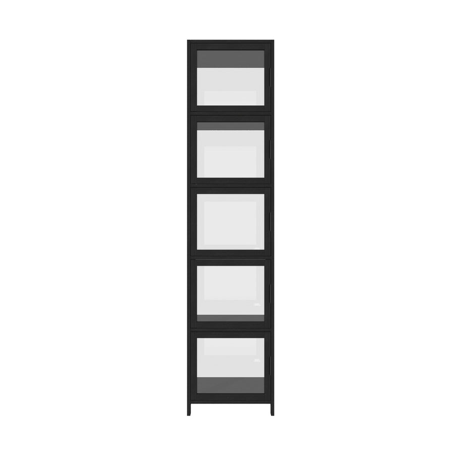 Oikiture Display Cabinet 5-Tier Slim Storage Shelves Black, image 3