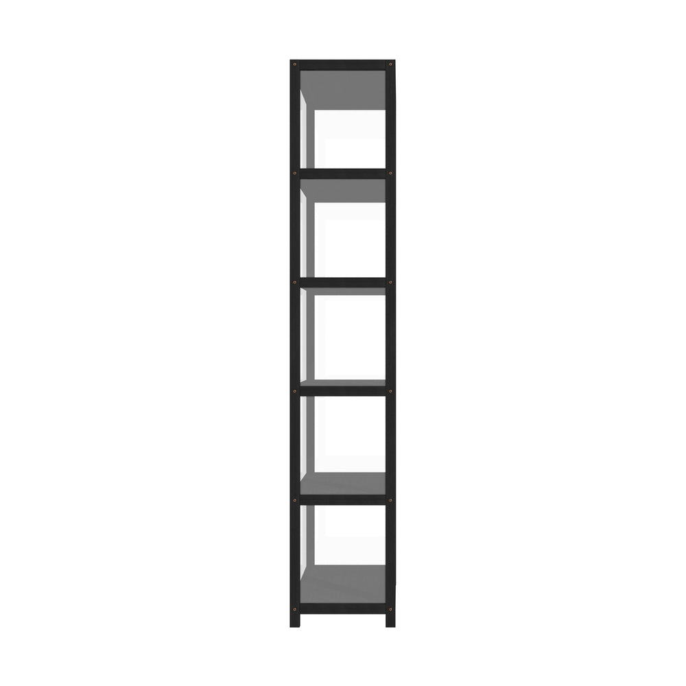 Oikiture Display Cabinet 5-Tier Slim Storage Shelves Black