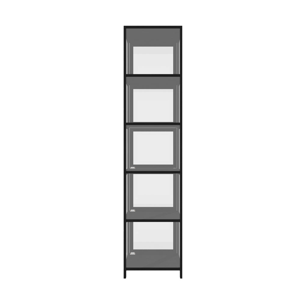 Oikiture Display Cabinet 5-Tier Slim Storage Shelves Black