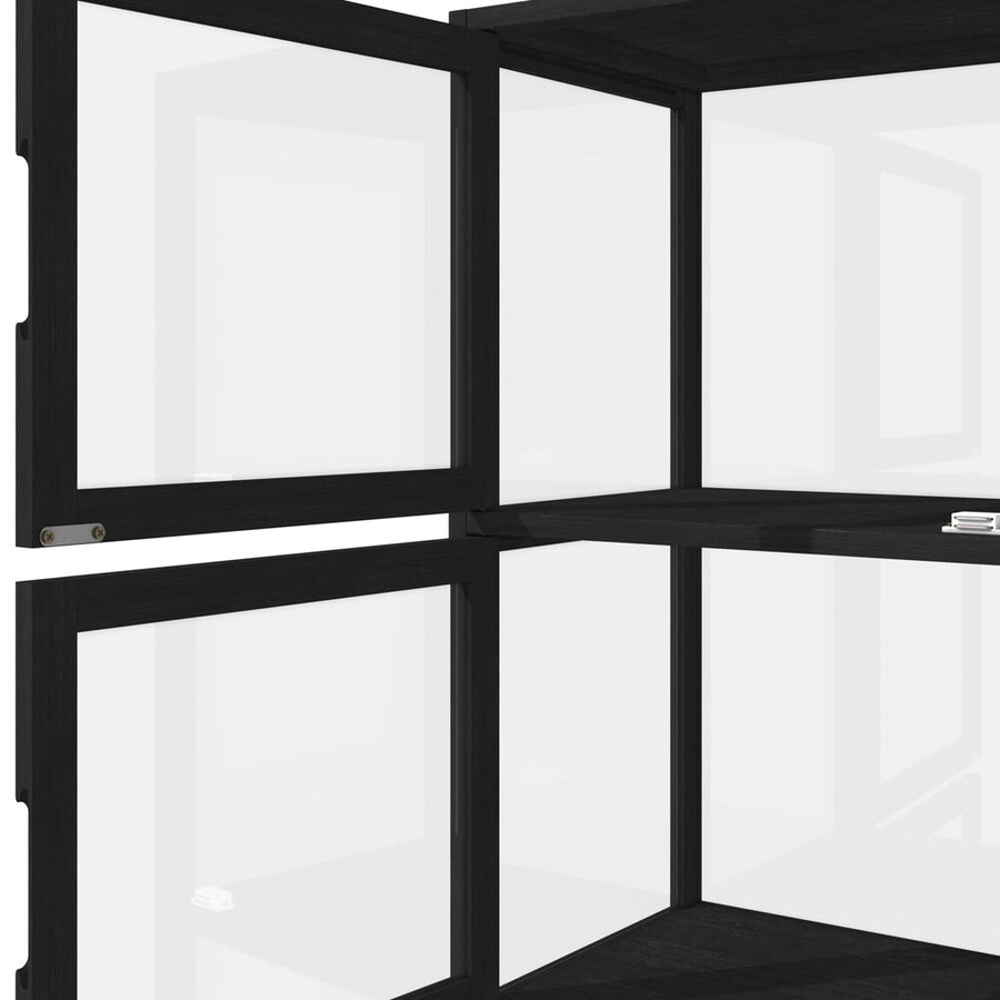 Oikiture Display Cabinet 5-Tier Slim Storage Shelves Black, image 9