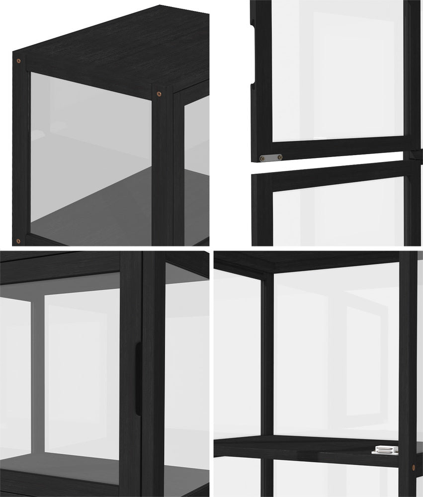 Oikiture Display Cabinet 5-Tier Slim Storage Shelves Black, image 5