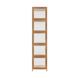 Oikiture Display Cabinet 5-Tier Slim Storage Shelves Brown