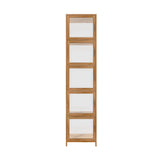 Oikiture Display Cabinet 5-Tier Slim Storage Shelves Brown - Close-Up Angle