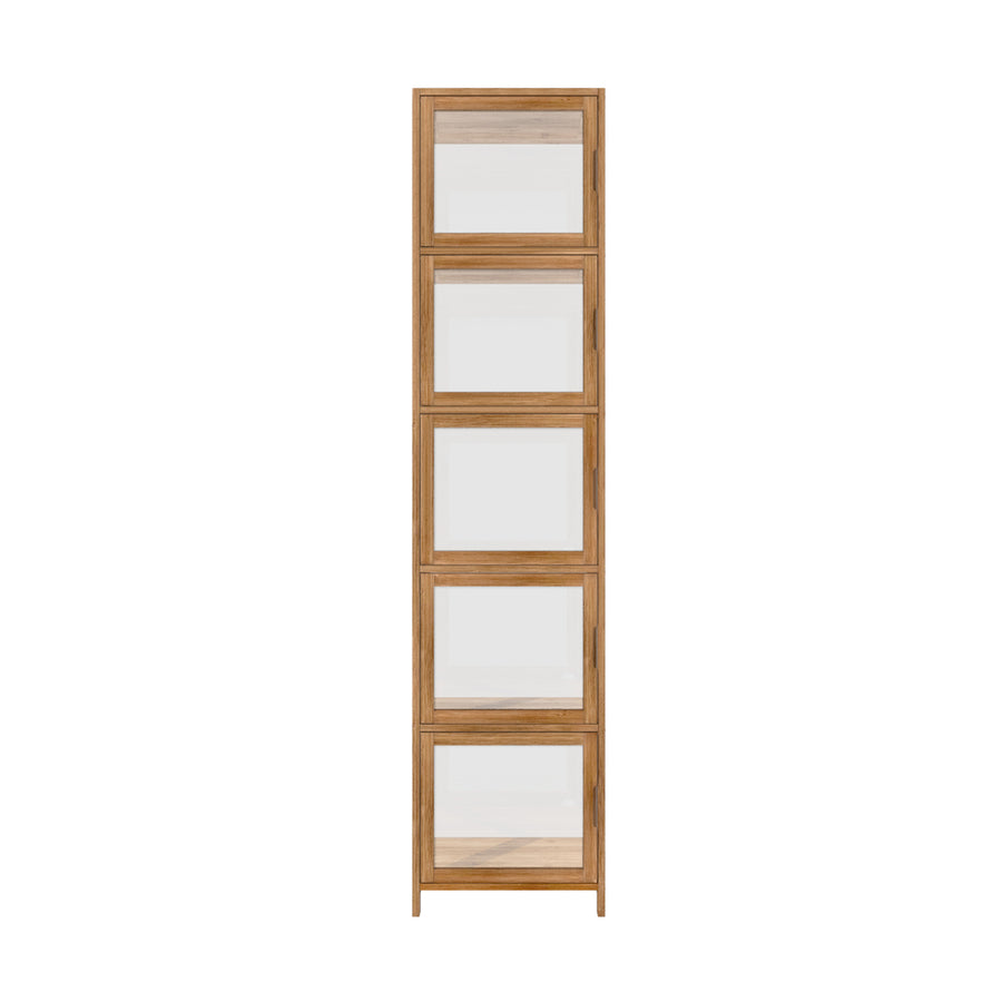 Oikiture Display Cabinet 5-Tier Slim Storage Shelves Brown, image 7