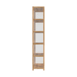 Oikiture Display Cabinet 5-Tier Slim Storage Shelves Brown - Low Angle