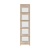 Oikiture Display Cabinet 5-Tier Slim Storage Shelves Brown - Extra Image
