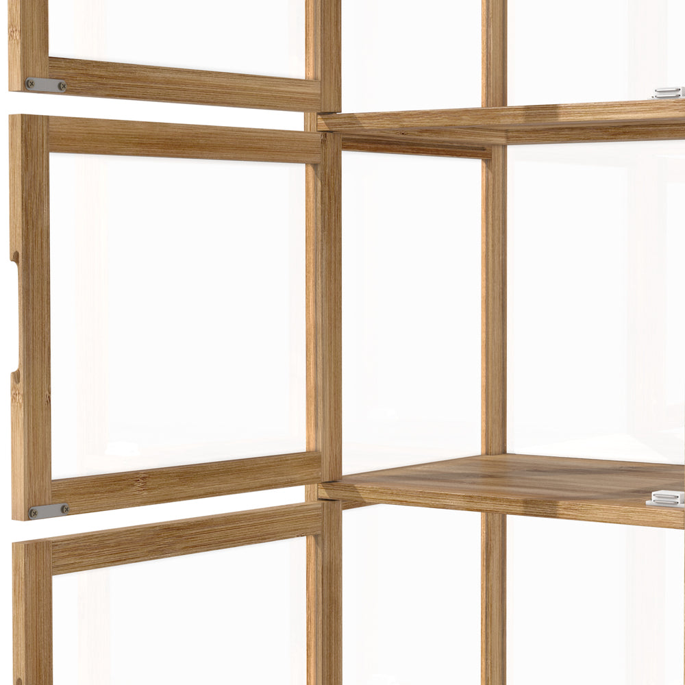 Oikiture Display Cabinet 5-Tier Slim Storage Shelves Brown