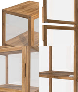 Oikiture Display Cabinet 5-Tier Slim Storage Shelves Brown