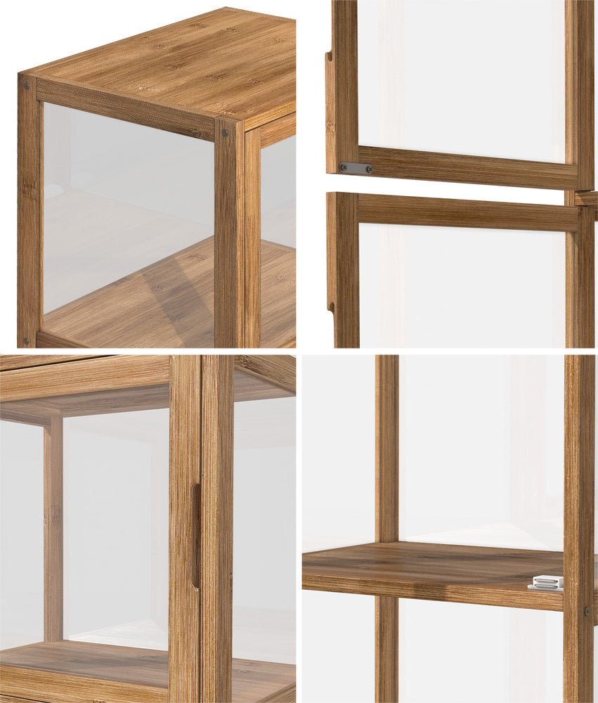 Oikiture Display Cabinet 5-Tier Slim Storage Shelves Brown, image 10