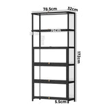 Oikiture Display Cabinet 5 Tiers Clear Door Black - Close-Up Angle