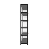 Oikiture Display Cabinet 5 Tiers Clear Door Black