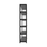 Oikiture Display Cabinet 5 Tiers Clear Door Black - Low Angle