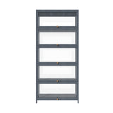 Oikiture Display Cabinet 5 Tiers Clear Door Grey