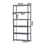 Oikiture Display Cabinet 5 Tiers Clear Door Grey - Top-Down View
