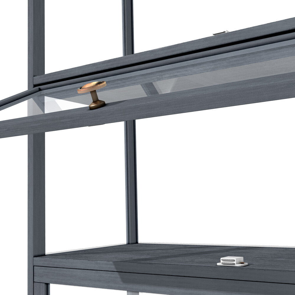 Oikiture Display Cabinet 5 Tiers Clear Door Grey
