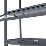 Oikiture Display Cabinet 5 Tiers Clear Door Grey - Side View