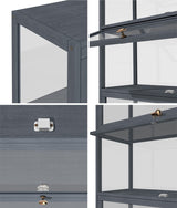Oikiture Display Cabinet 5 Tiers Clear Door Grey - 45-Degree Angle