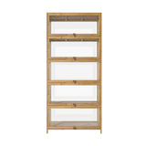 Oikiture Display Cabinet 5-Tier Clear Shelves Oak