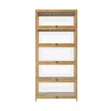 Oikiture Display Cabinet 5-Tier Clear Shelves Oak - Low Angle