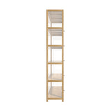 Oikiture Display Cabinet 5-Tier Clear Shelves Oak