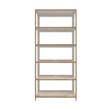 Oikiture Display Cabinet 5-Tier Clear Shelves Oak