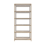 Oikiture Display Cabinet 5-Tier Clear Shelves Oak - Close-Up Angle