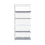 Oikiture Display Cabinet 5 Tiers Clear Door White